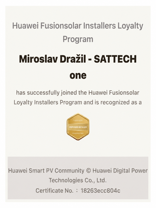 certifikát Huawei Digital power
